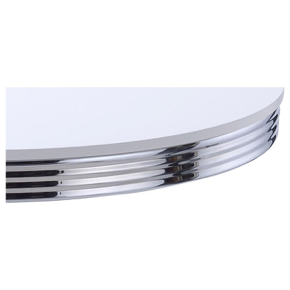 Retro Round 42-inch Wood Top Dining Table White and Chrome