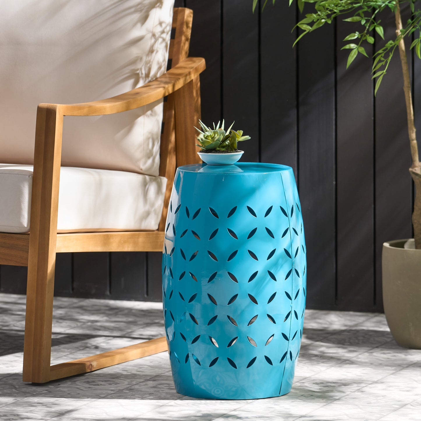 Lilac 12" Accent Side Table with Cylindrical Design