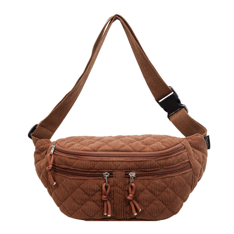 Solid-color Down Cotton Chest Bag Niche-design Shoulder And Crossbody Versatile And Easy To Match