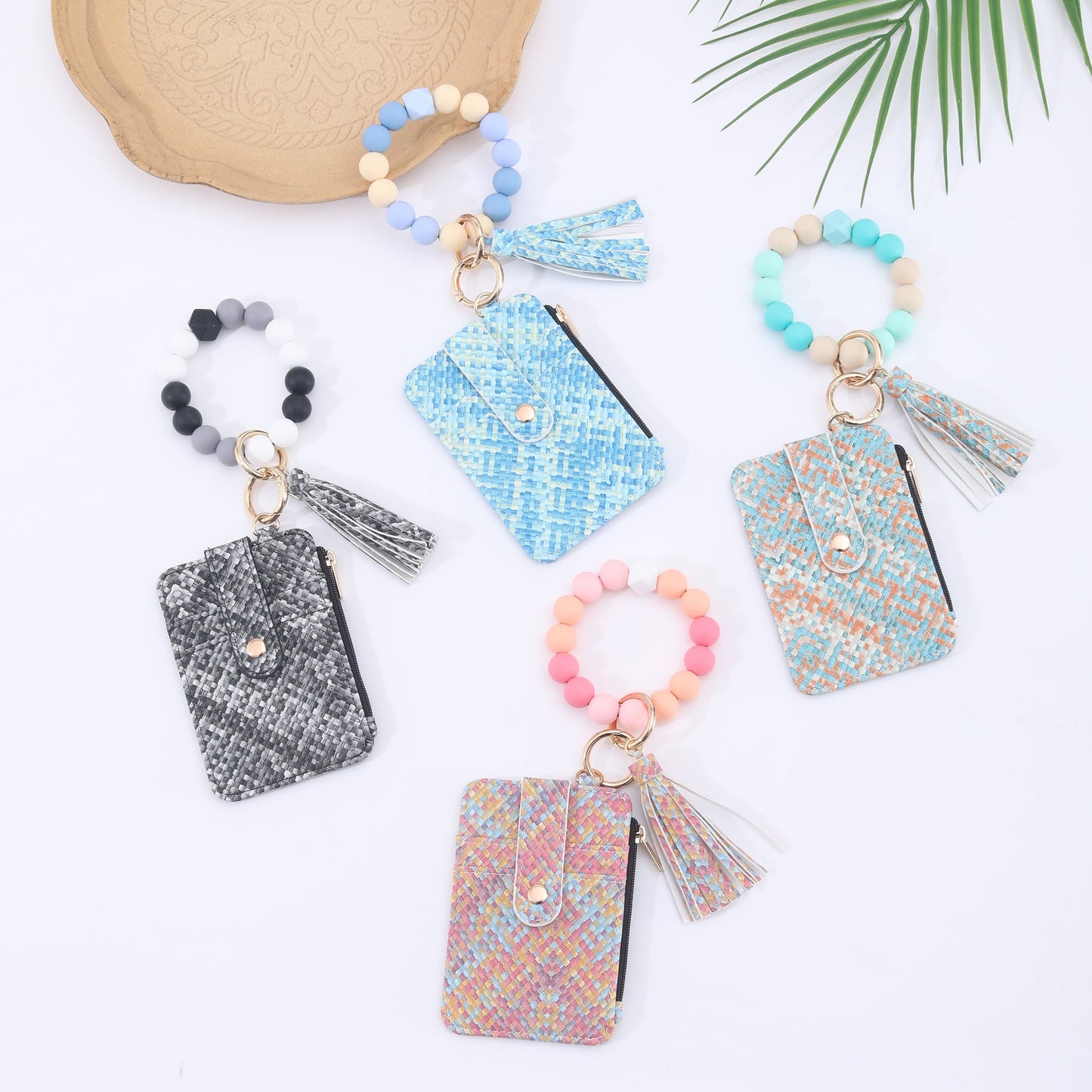Silicone Bead Bracelet Weaving Pattern Card Holder Coin Purse