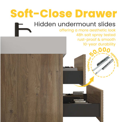 Grace 30 Rough Oak Wall-Mounted Bathroom Vanity