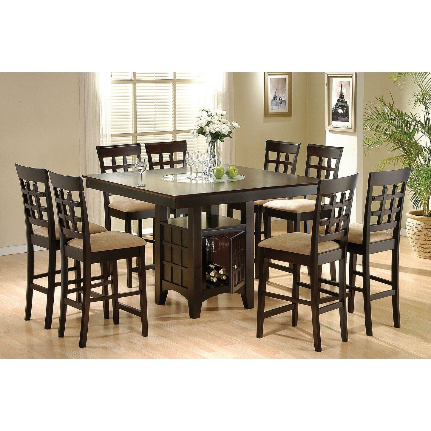 Tolland - Counter Height Dining Table With Storage Pedestal - Cappuccino