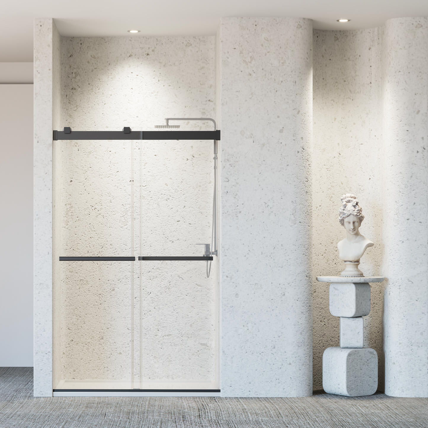 46-48" W x 76" H Frameless Double Sliding Soft-Close Shower Door