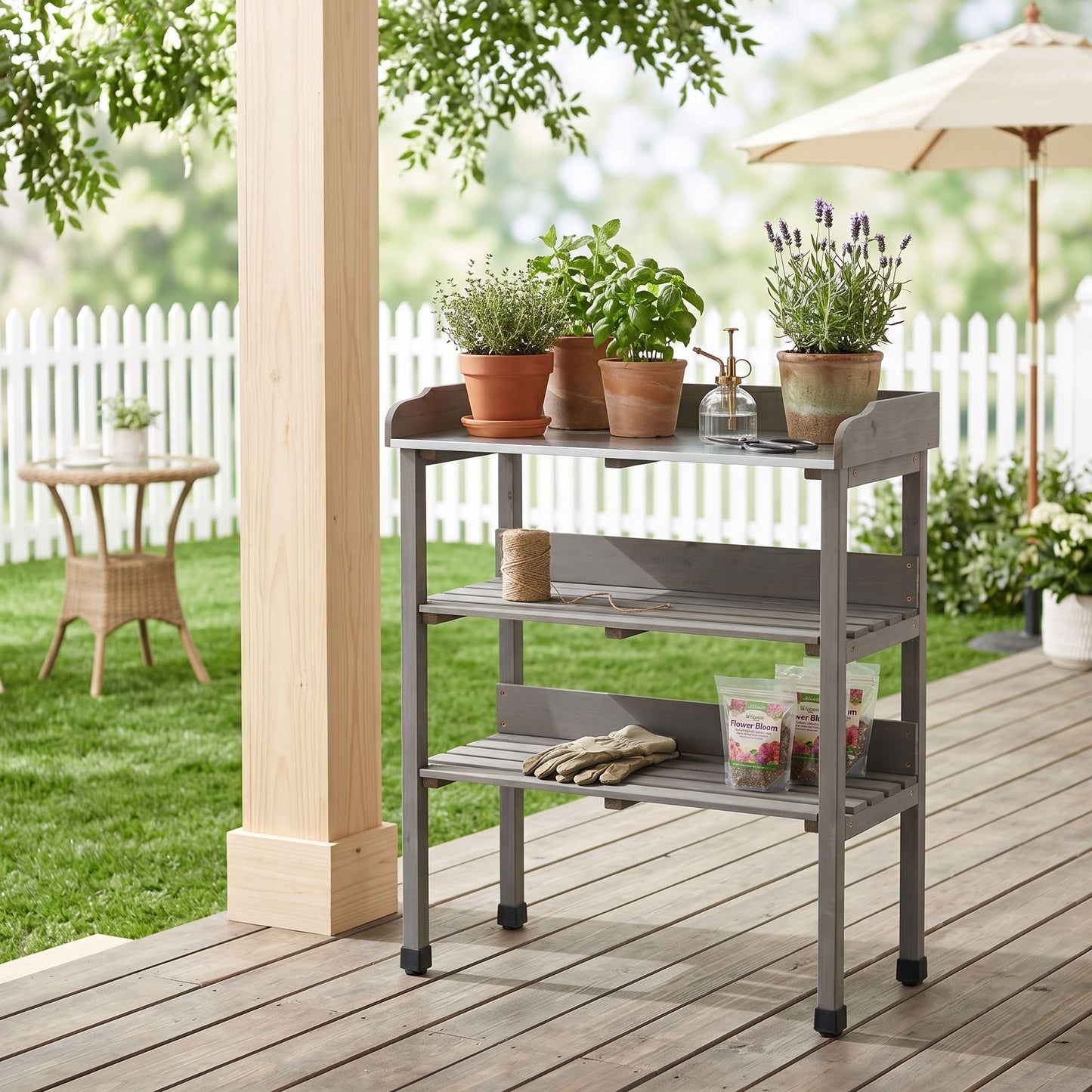 Outdoor Potting Table, 3 Tier Workbench