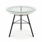 Nusa Outdoor Synthetic Wicker Glass-Top Side Table