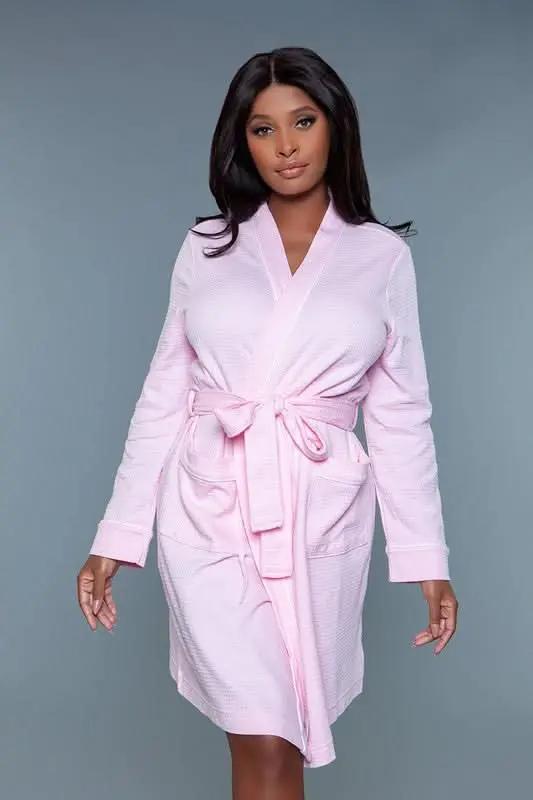 BE WICKED Waffle Robe Dress Black Knit