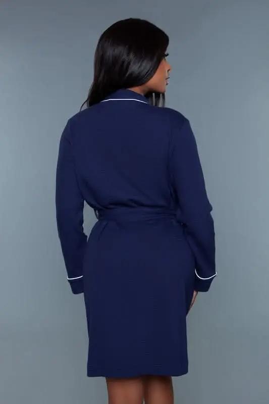 BE WICKED Waffle Robe Dress Black Knit