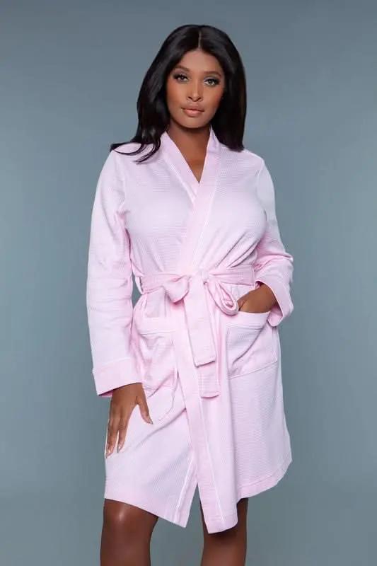 BE WICKED Waffle Robe Dress Black Knit