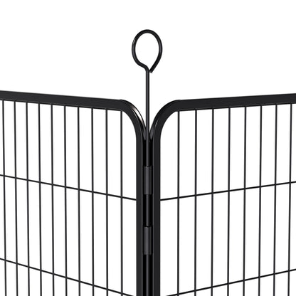 Dog Playpen, 16 Panels Pet Exercise Pen Indoor / Outdoor Fence With Anti Skid Base - Black