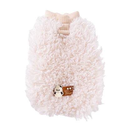The Fluffy Sheep Wool Pet Vest, The Cute Panda Badge And The Warm Winter Coat Are For Small Cats And Dogs