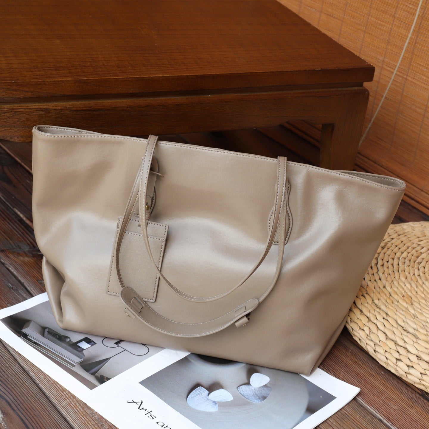 Foreign Trade Export Top-grain Leather Underarm Bag, Fashionable And Versatile, Simple Tote With Large Capacity And Single Shoulder Strap