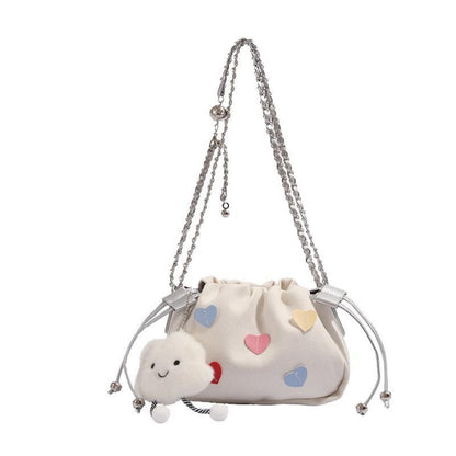 Folded bag female, autumn and winter fashion design chain Crossbody bag, cute small crossbody purse