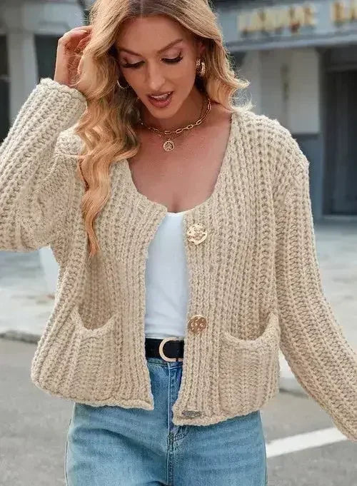 Cropped Knit Cardigan - Versatile Layer | Femstylo