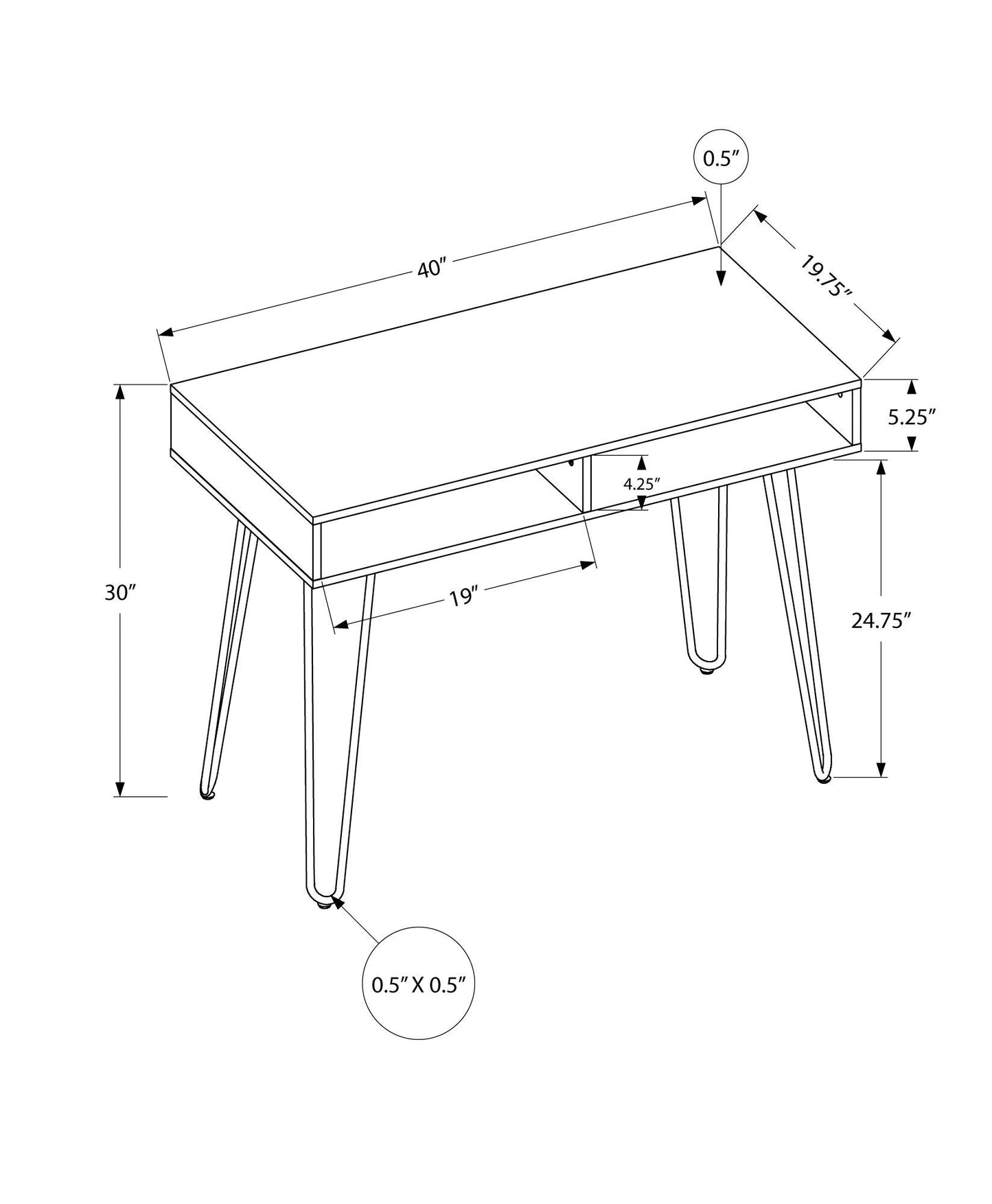 Contemporary Computer Desk with Storage Drawers