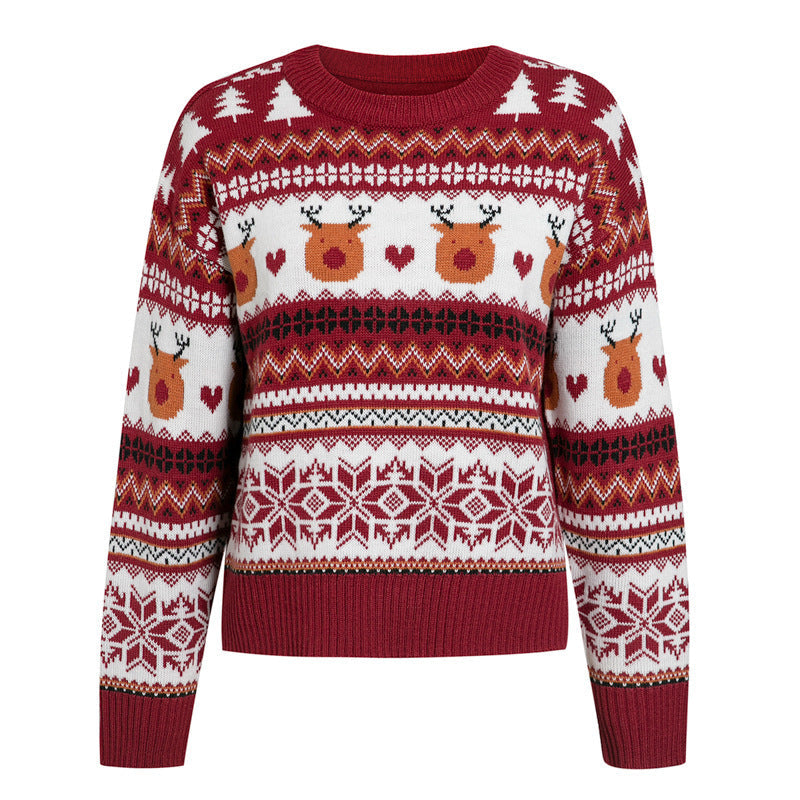Winter round neck college style printed sweater
