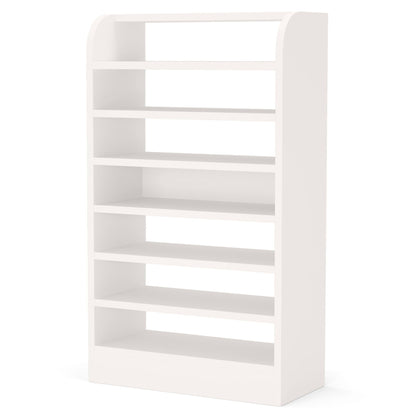 8 Tier Tall Shoe Rack, Wooden Shoe Storage Cabinet, Entryway Organizer - White
