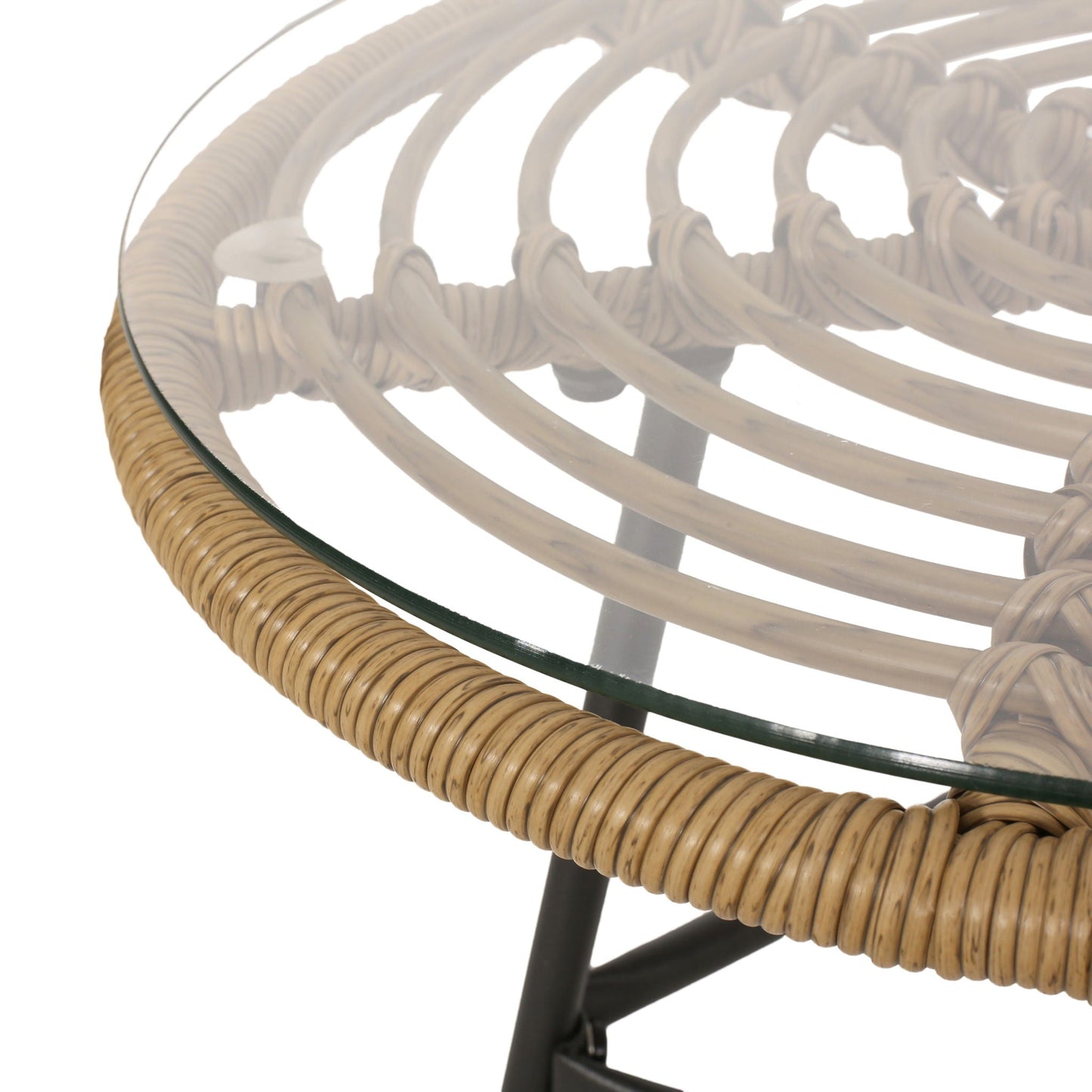 Petrichor Outdoor Side Table with Tempered Glass and Steel Frame
