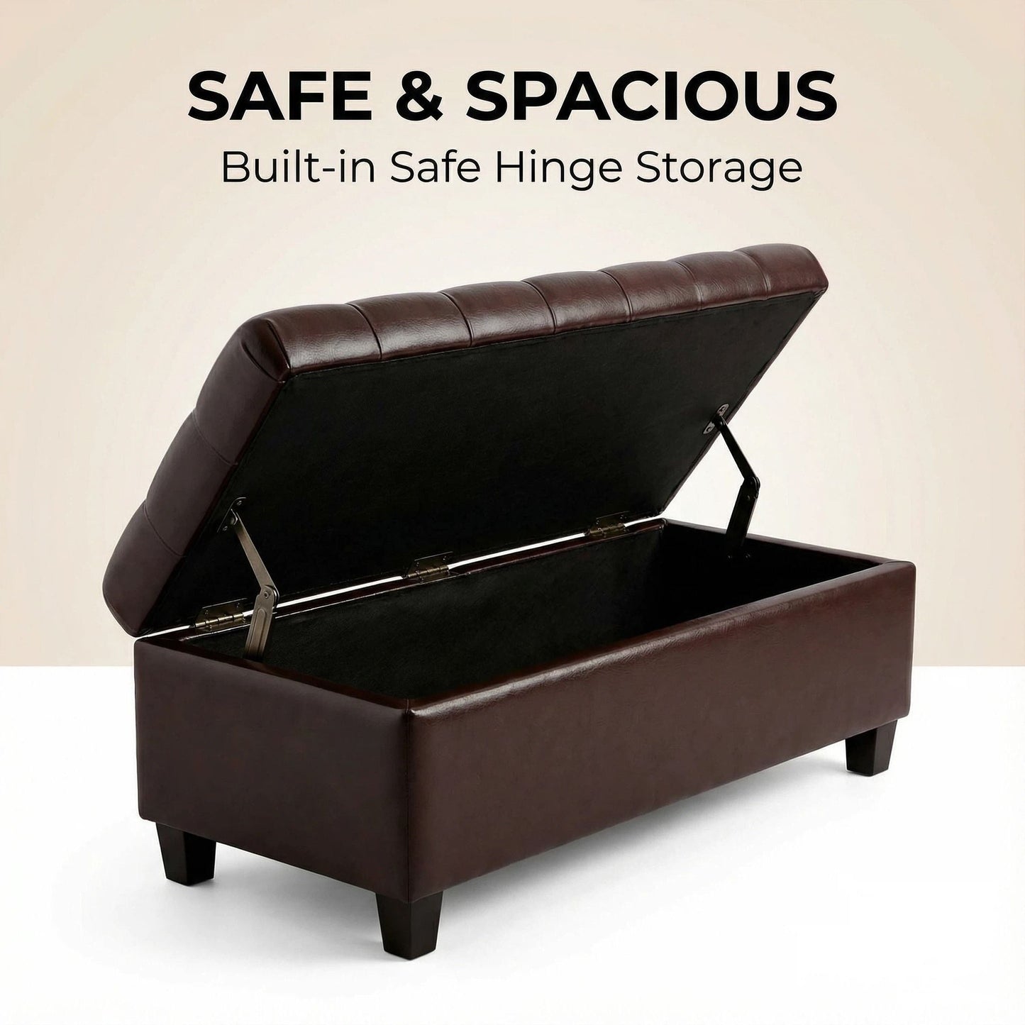 Storage Ottoman Bench With Safety Hinges