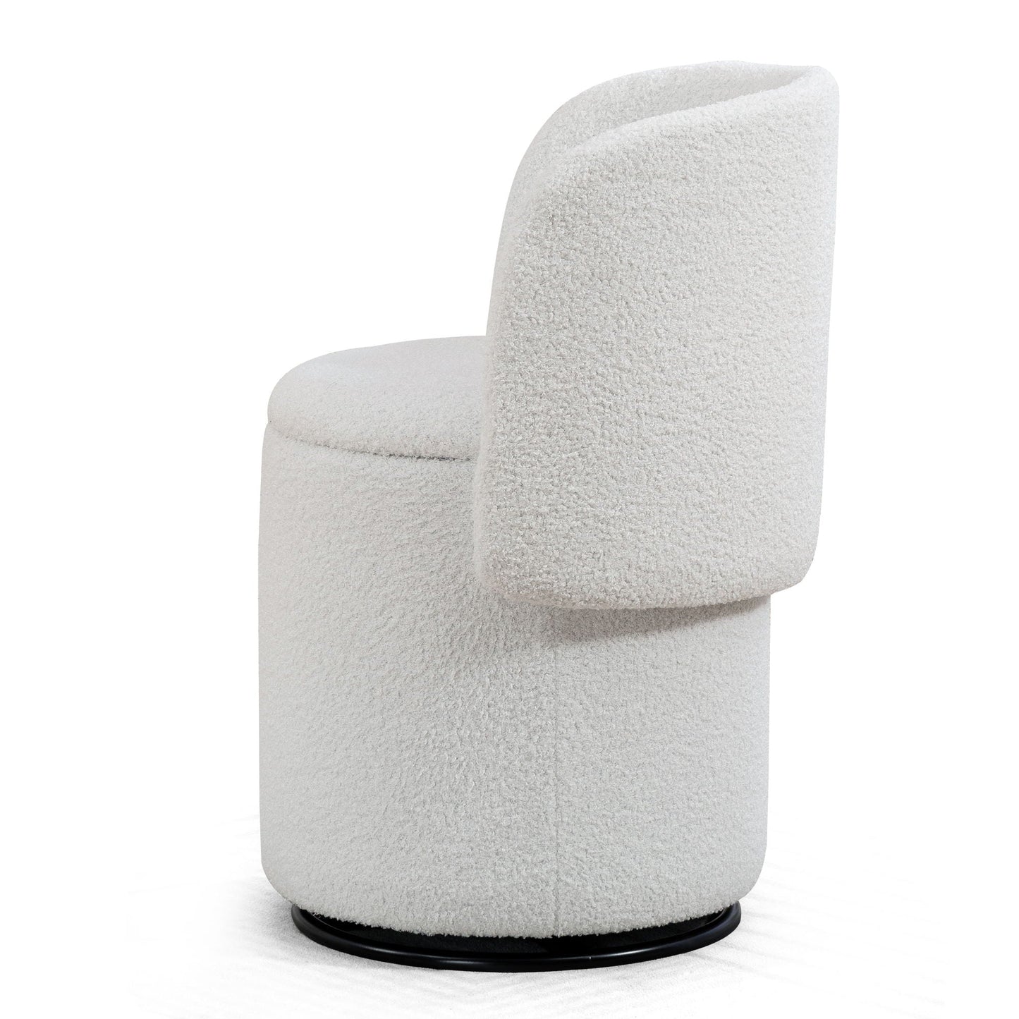 Barrel Chair & Built In Storage, 360° Swivel - Beige