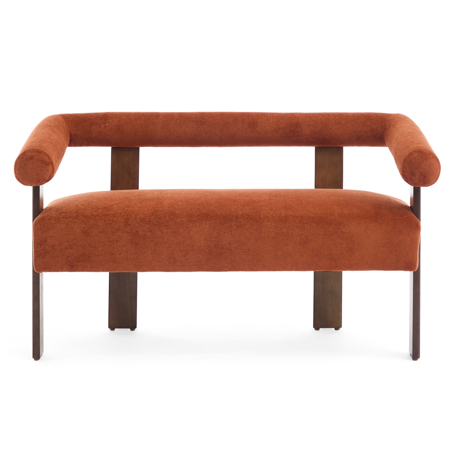Round Armrest Loveseat (Dark Orange + Brown)