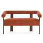 Round Armrest Loveseat (Dark Orange + Brown)