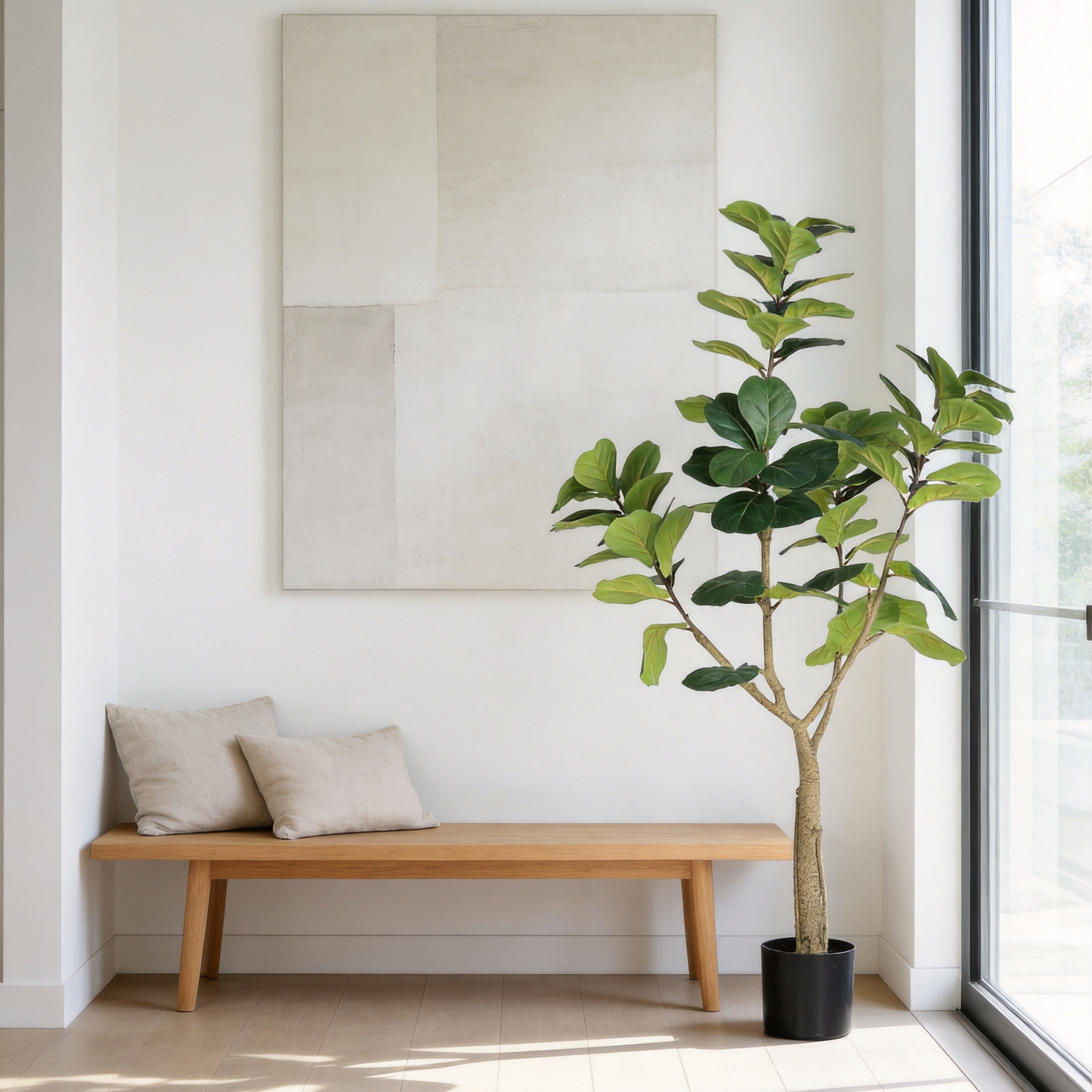 6FT Artificial Fiddle Leaf Fig Tree, Realistic Faux Potted Plant