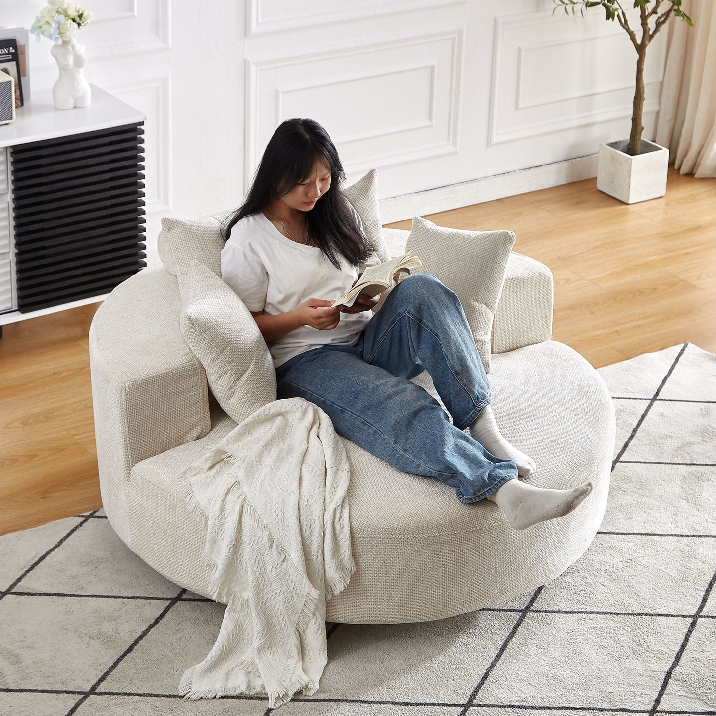 Swivel Chair With Rotating Base For Living Room