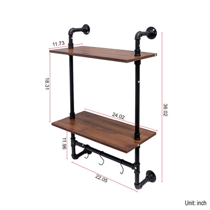 Industrial Pipe Shelf 3-Tier and 2-Tier Wall Mounted Shelves