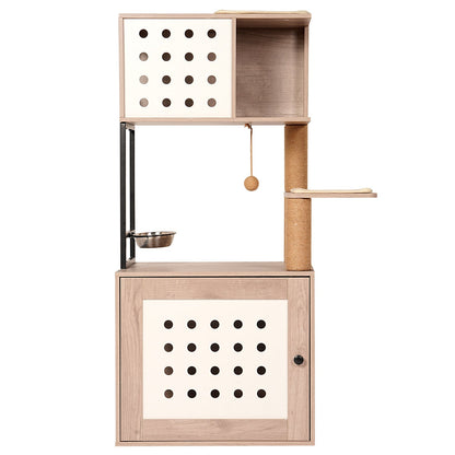 Cat Tree with Litter Box Enclosure and Large Hammock