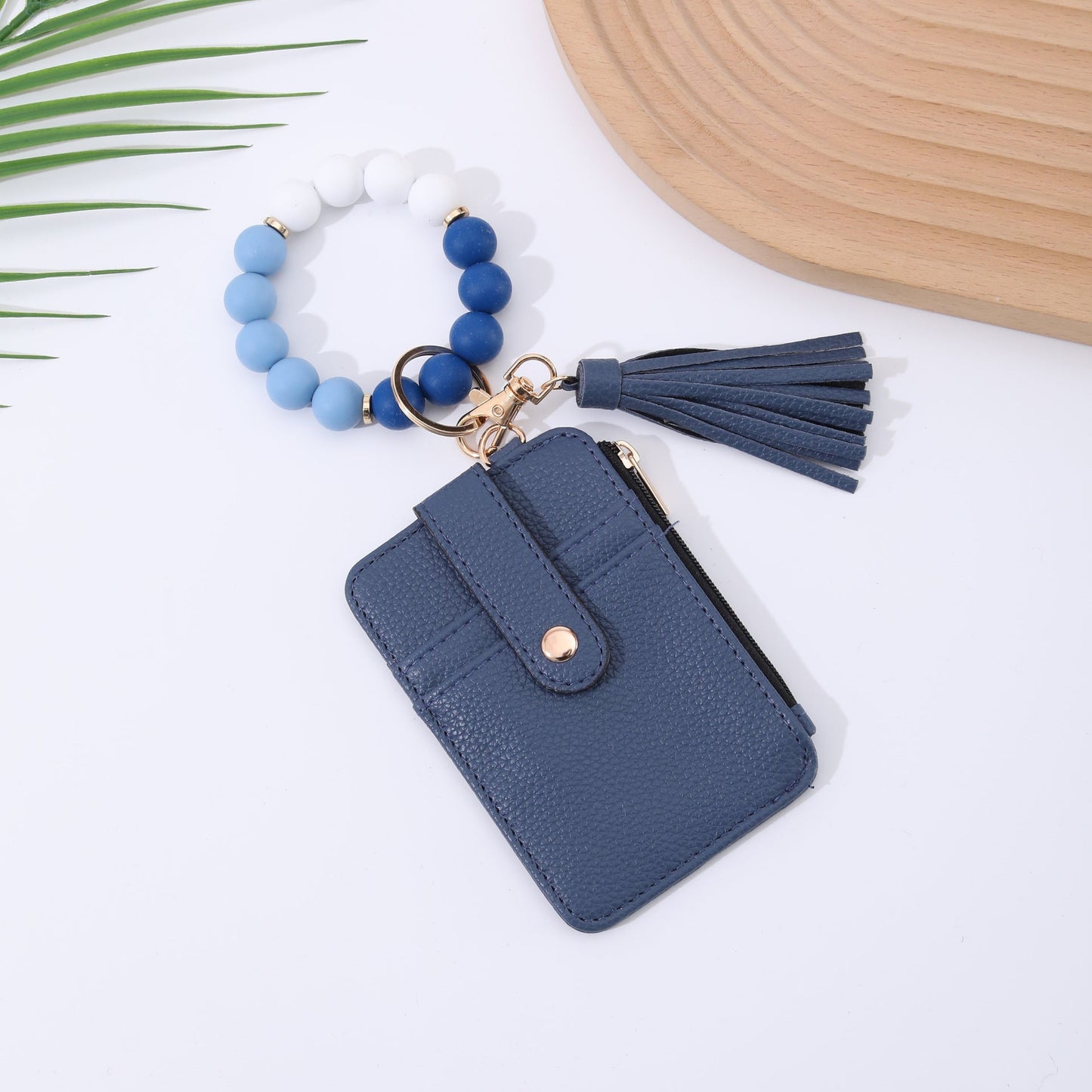Silicone Bead Bracelet Leather Wallet