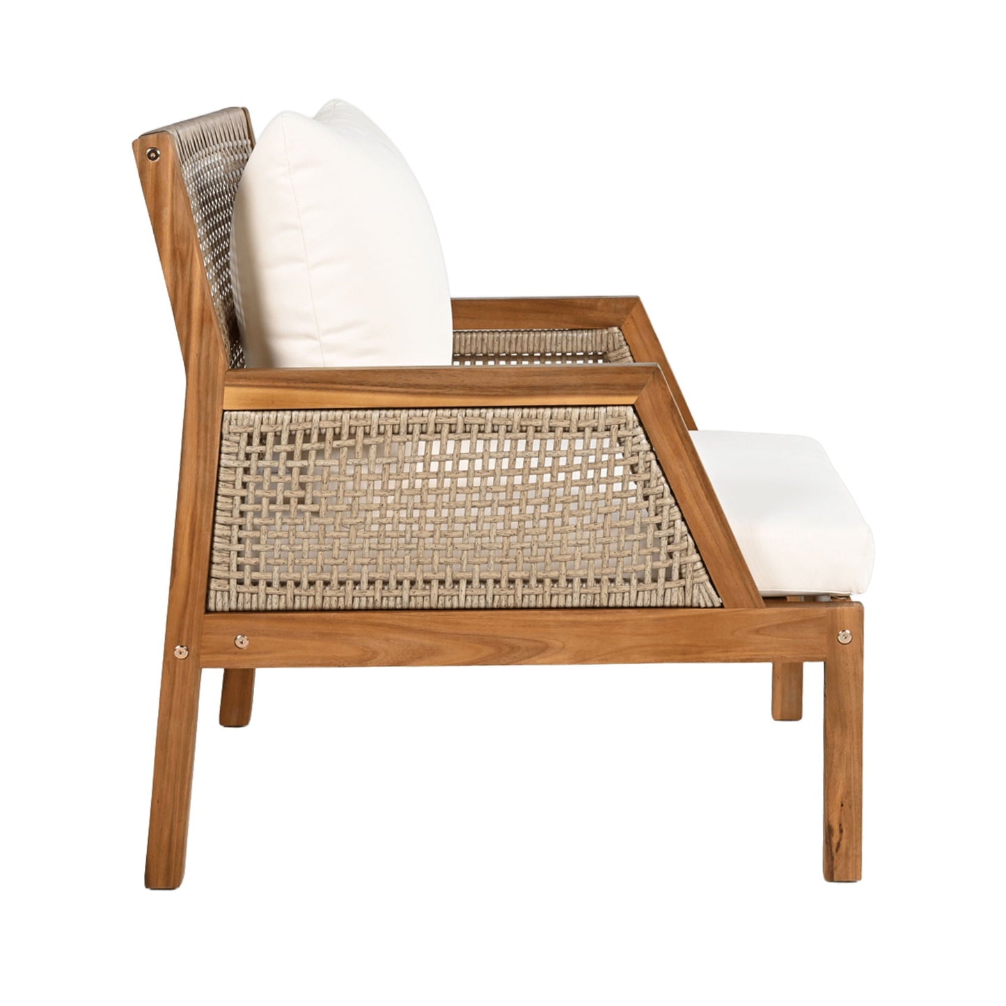 Acacia Wood Patio Furniture Club Chair, Outdoor Wicker Armchair