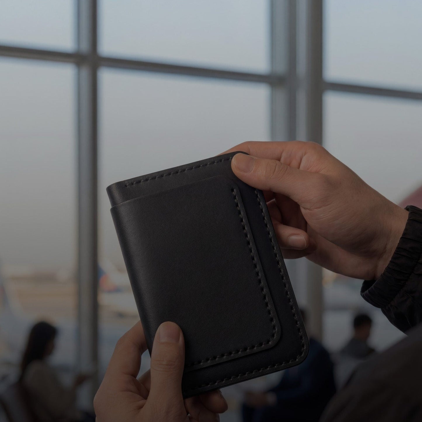 Handmade Men's Wallet With Card Slots And Passport Holder Made Of Top-grain Cowhide.