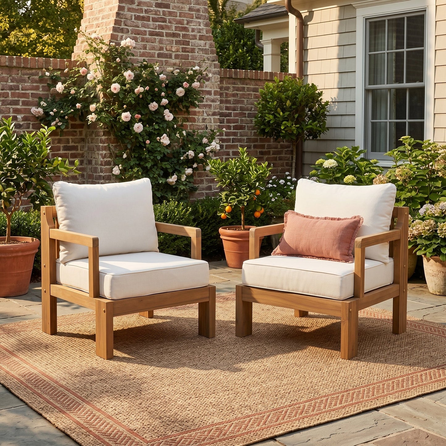 Outdoor Acacia Patio Chair (Set of 2)