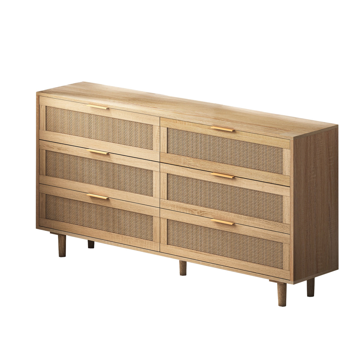 59.06" 6-Drawers Rattan Storage Cabinet