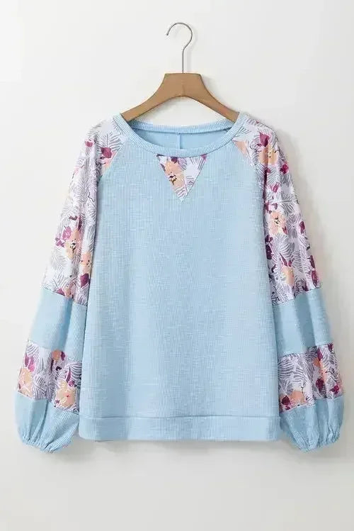 Floral Patchwork Blouse - Balloon Sleeve Top | Femstylo