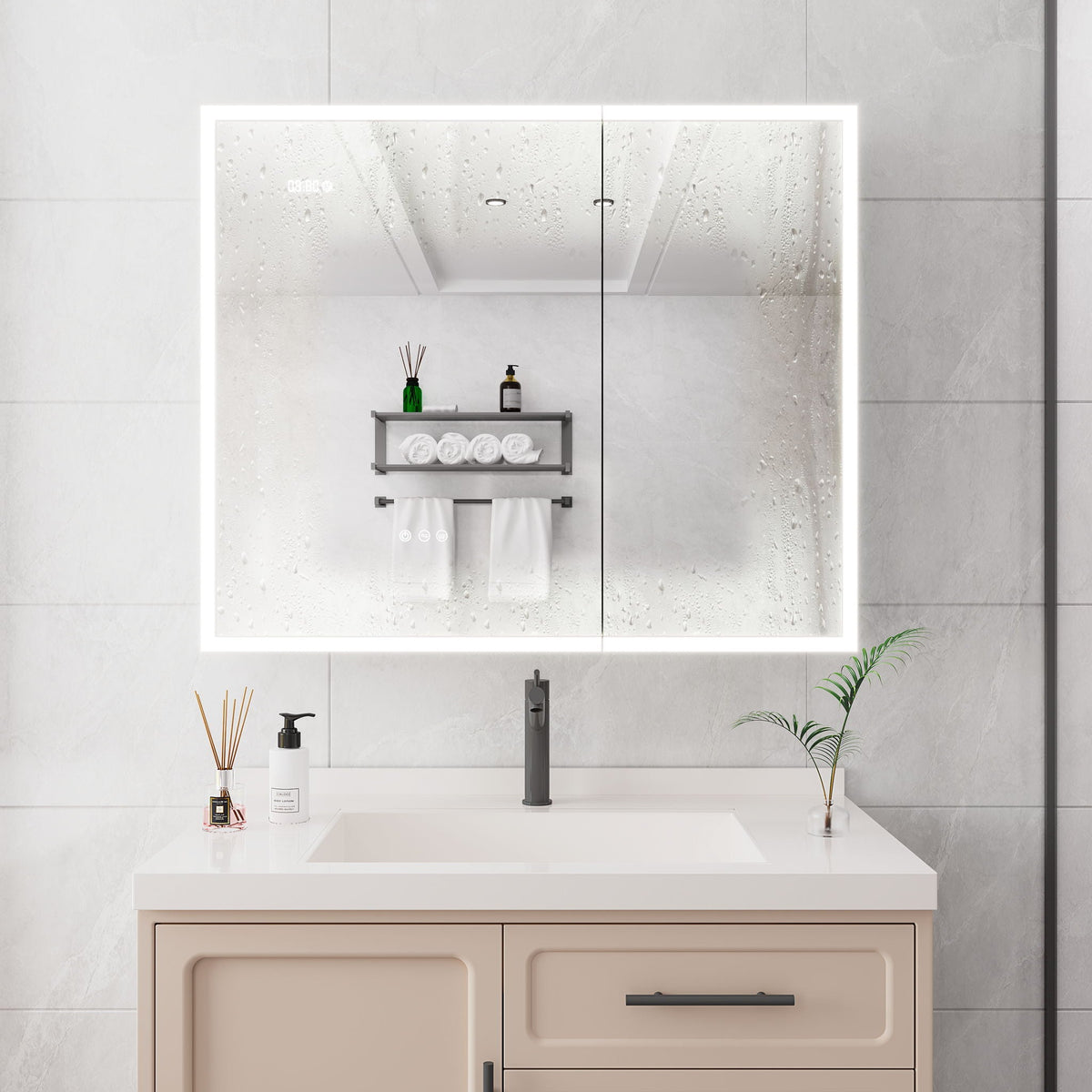 Bathroom Medicine Cabinet With Lights, LED Medicine Cabinet With Mirror, Lighted Medicine Cabinet With Defogger