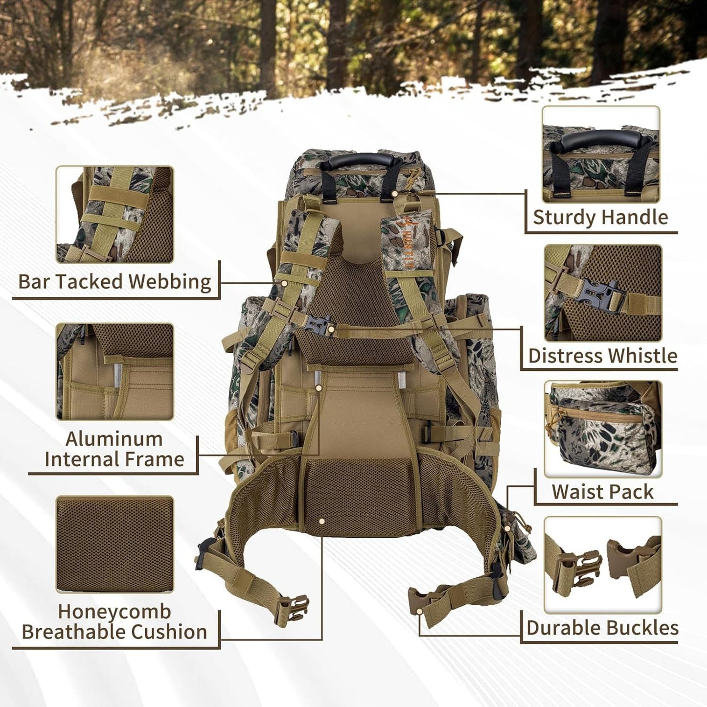 Mens And Womens Military-style Large-capacity Hiking Backpack
