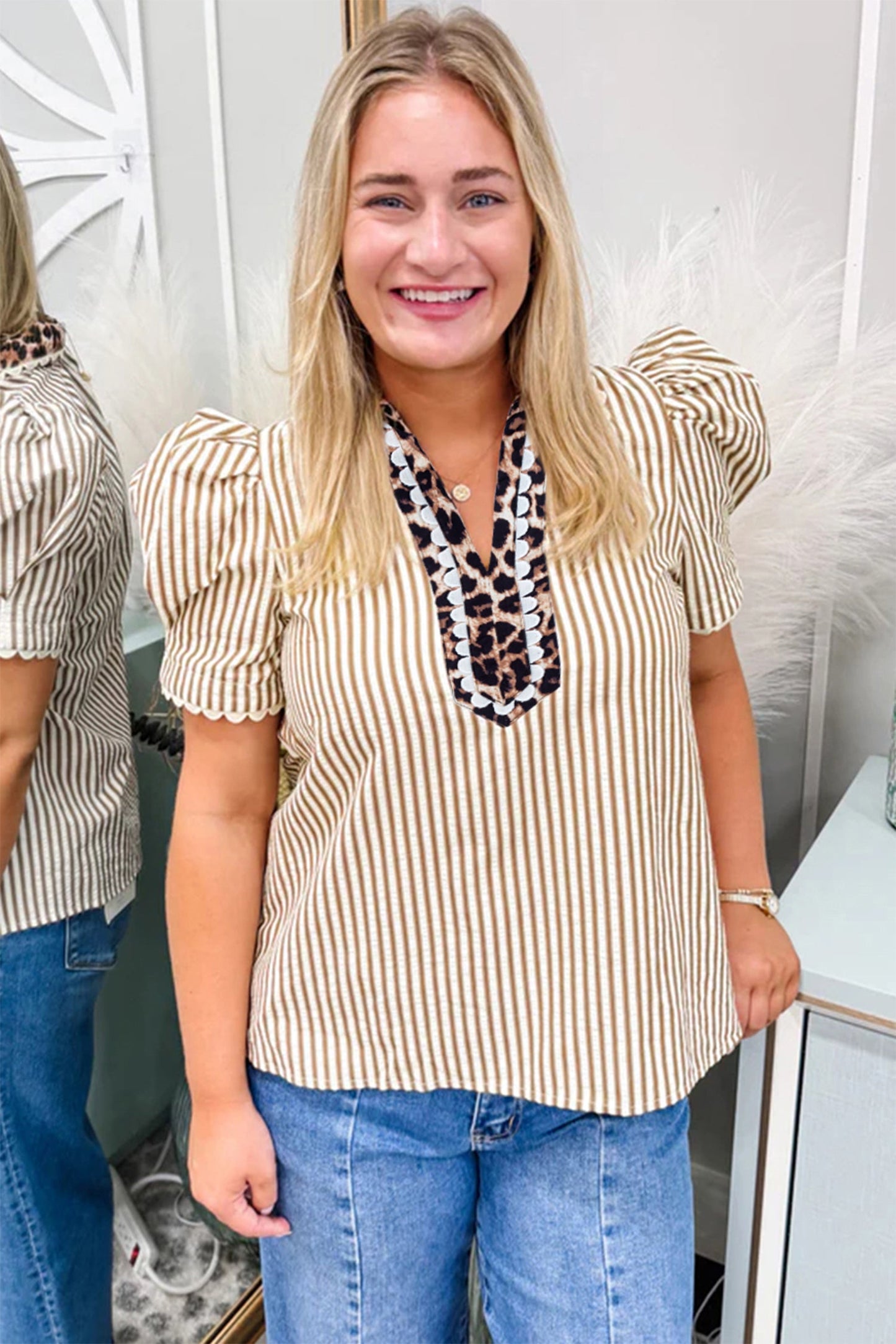 Laila Sleeve Patchwork Collar Blouse
