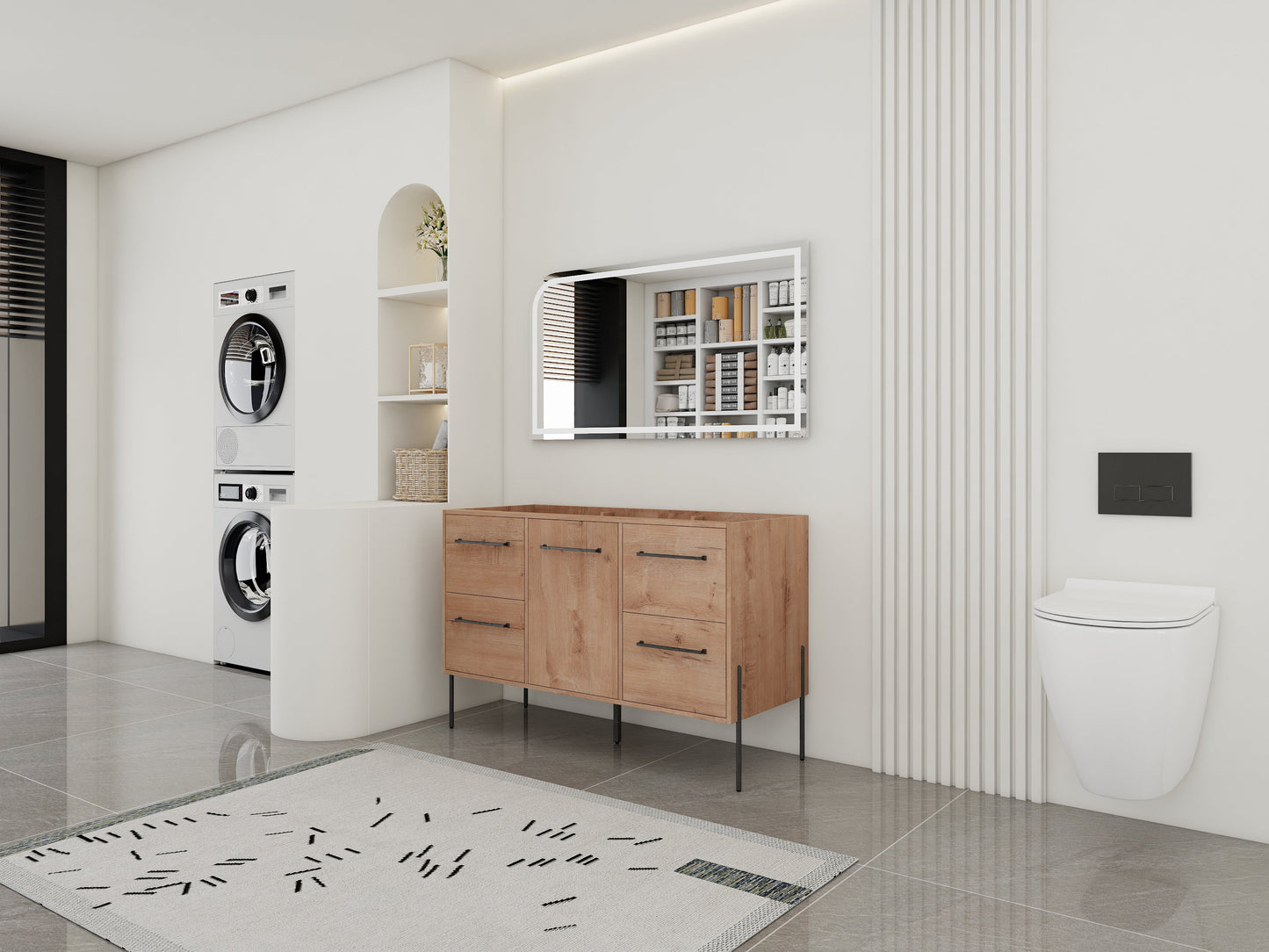 48" Freestanding Bathroom Vanity With Soft-Close Cabinet Door and 4 Drawers