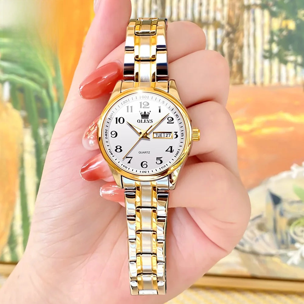 Women's Arabic Numeral Day-Date Bracelet Watch