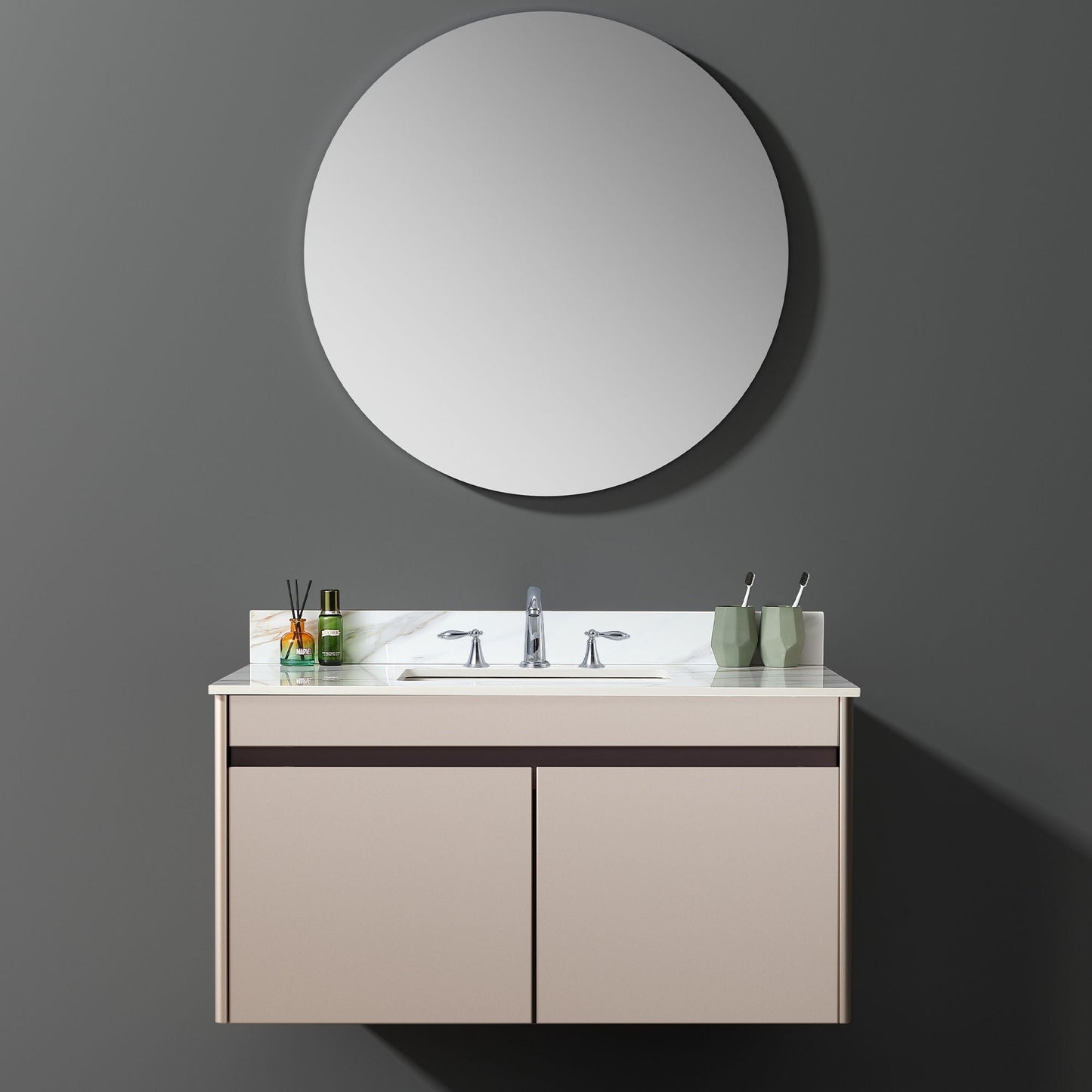 Vanity Top With Undermount Sink And Backsplash, Sintered Stone