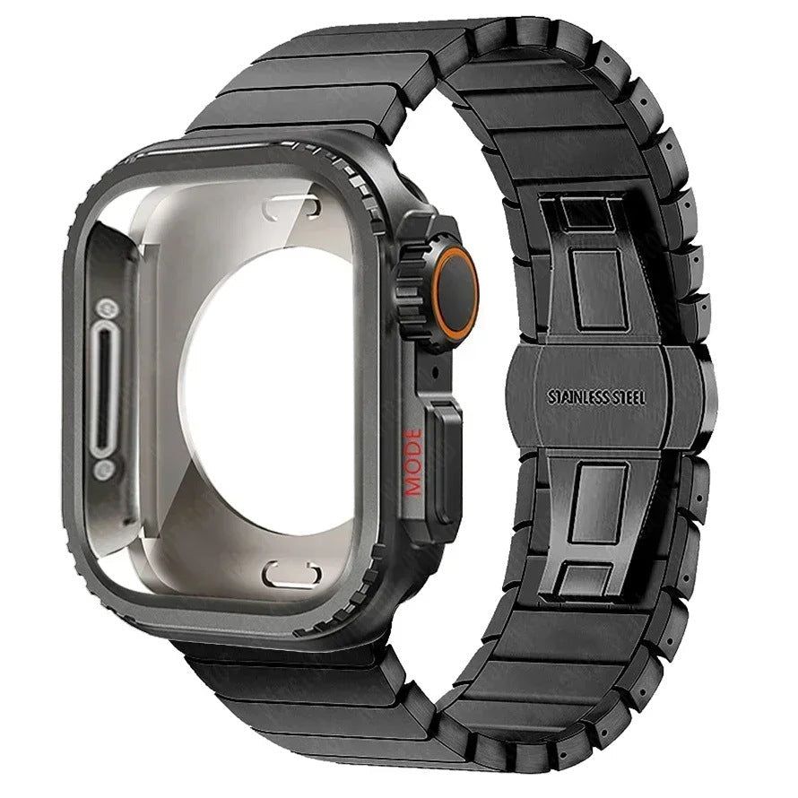 One-piece Butterfly-clasp Stainless Steel Metal Watch Strap