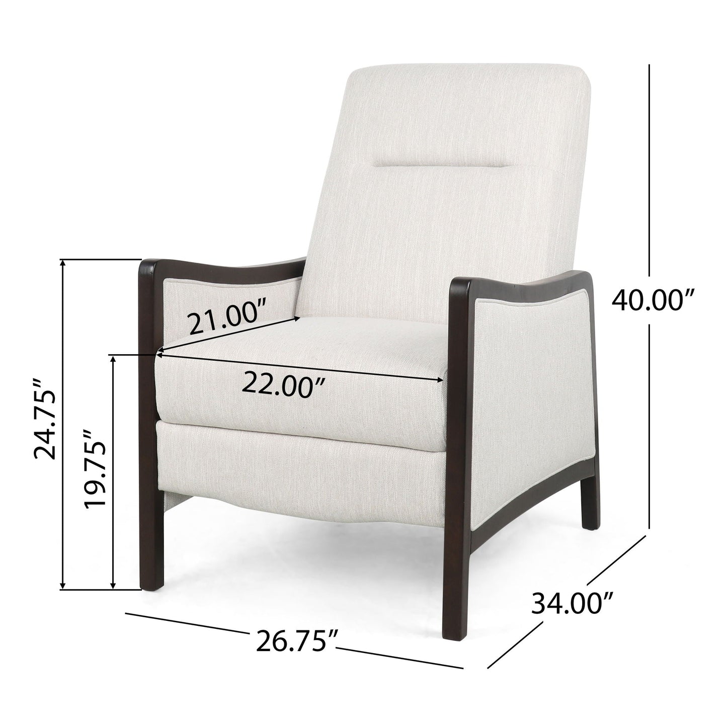 Drury Contemporary Fabric Upholstered Pushback Recliner