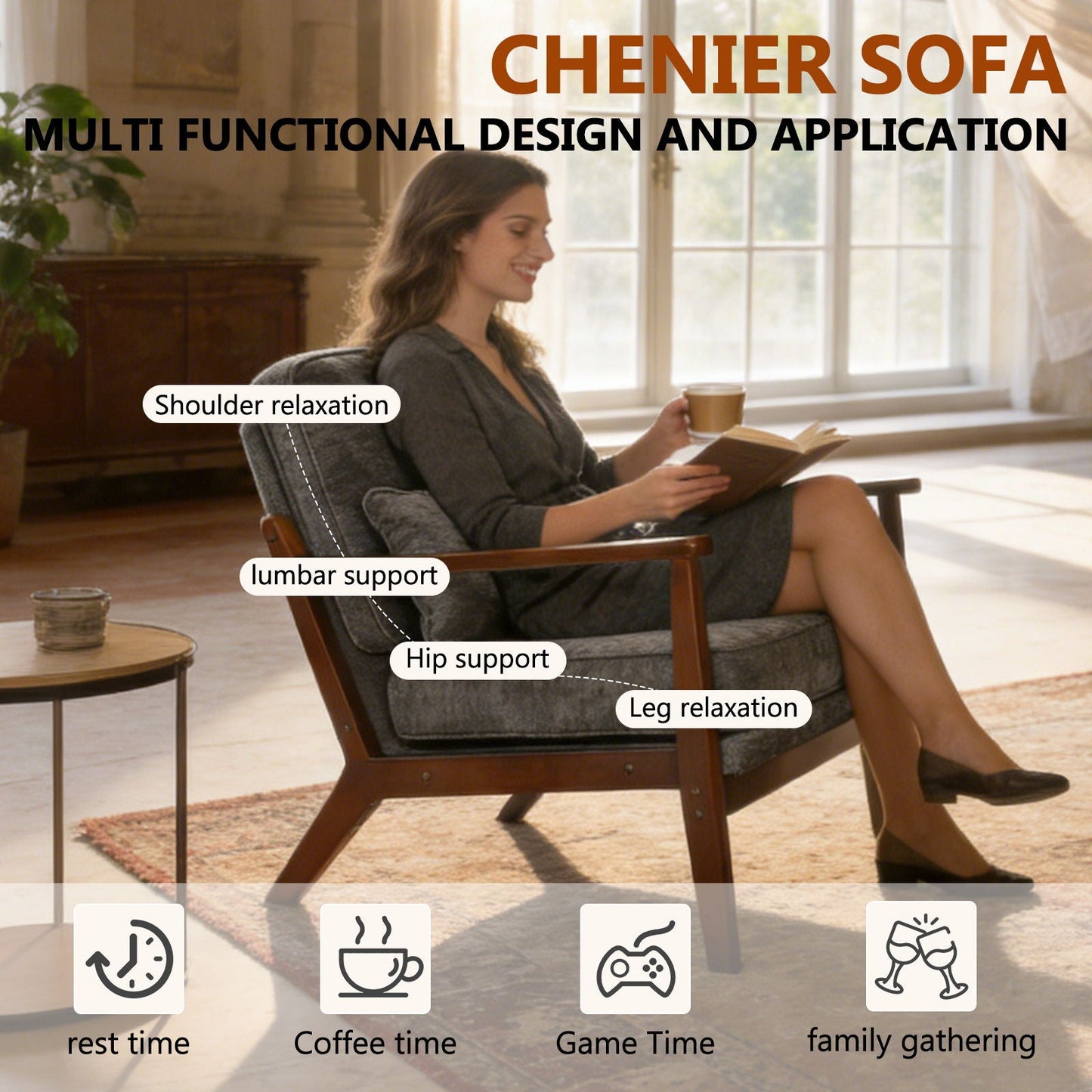 Living Room Chair With Lumbar Pillow