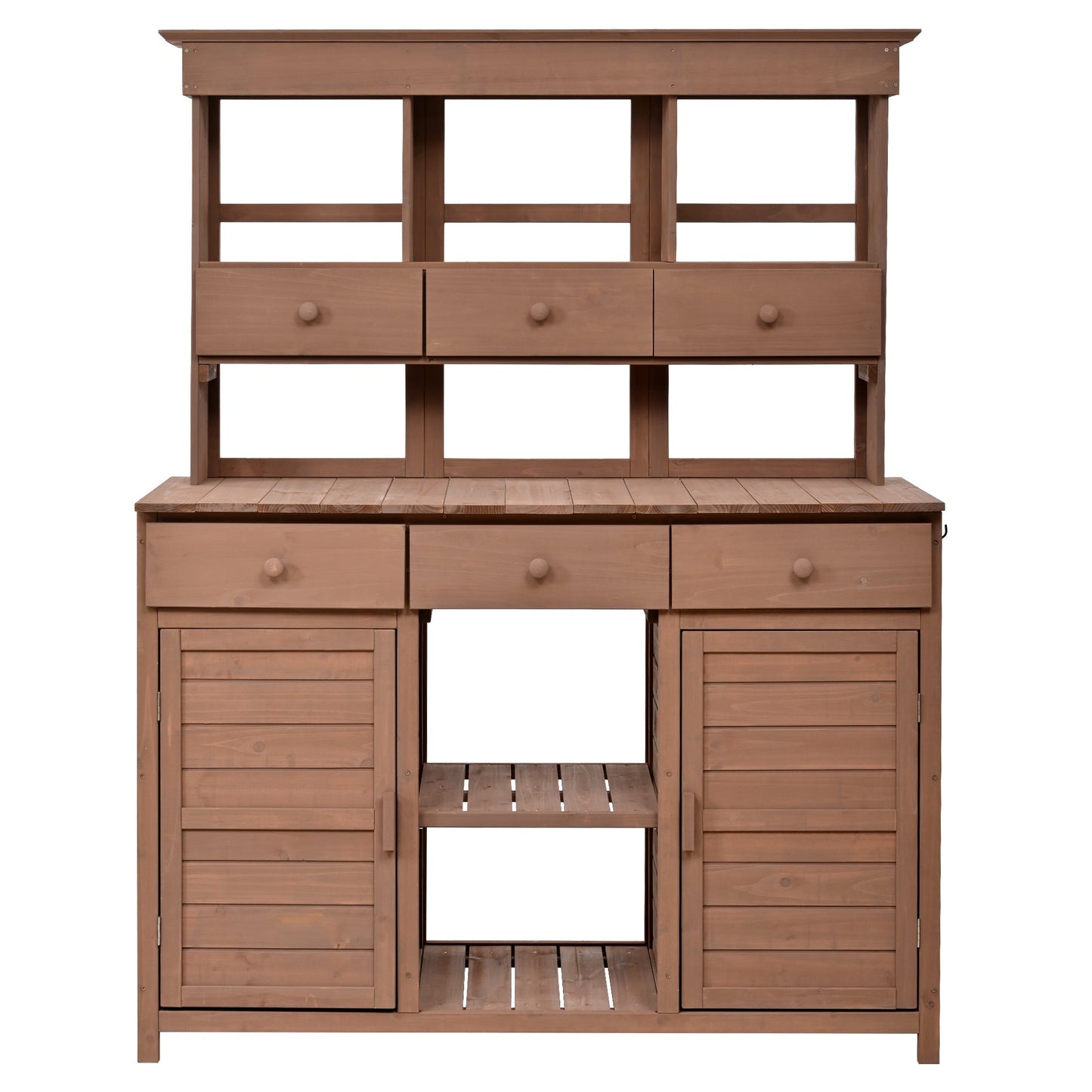 Topmax 65.7'' Tall Garden Potting Bench Table with Hutch
