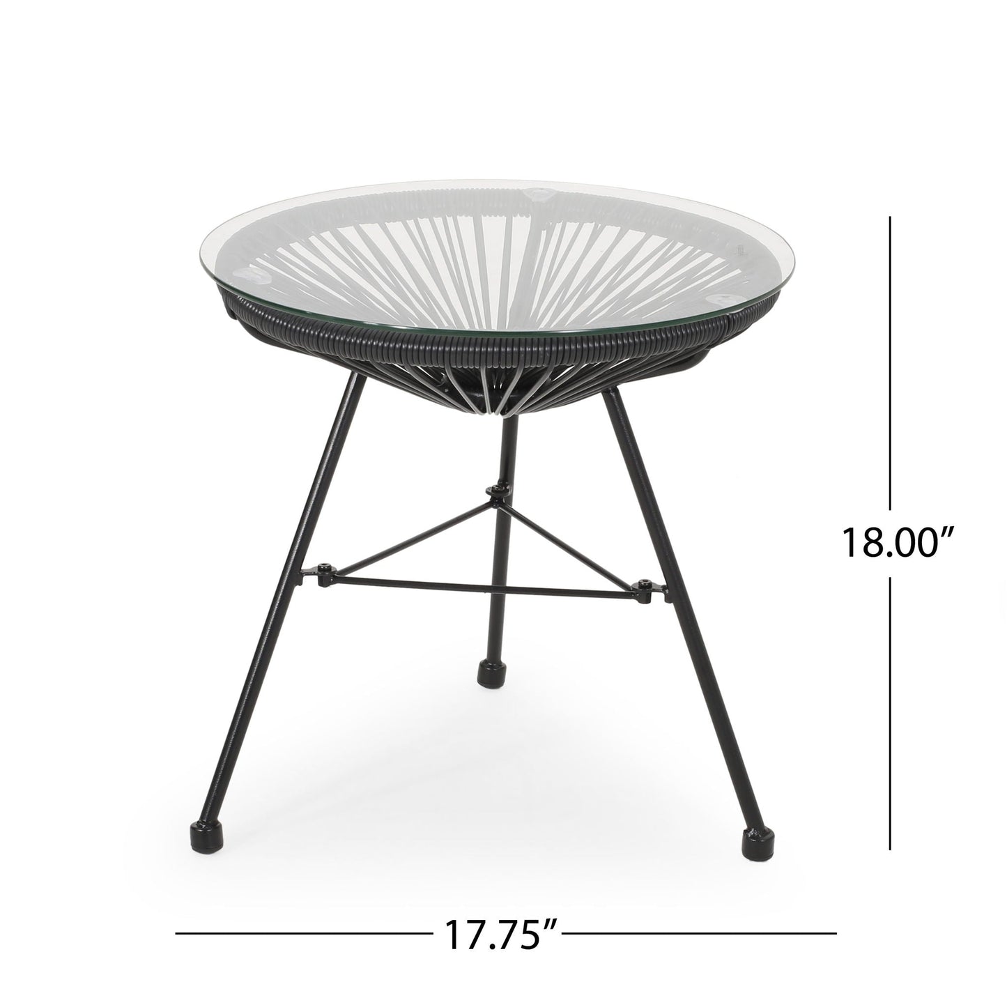 Nusa Modern Rattan Side Table With Tempered Glass Top