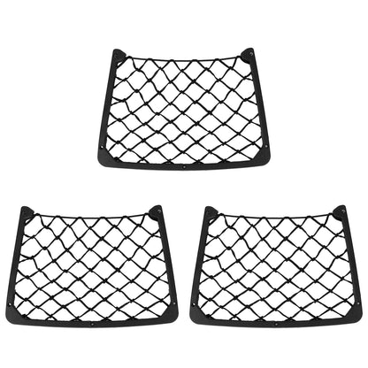 3Pcs Mesh Pockets Seat Side Back Wallet Phone Storage Net Bag Framed Stretch Car Bus Organizer Holder For Auto RV SUV Boat