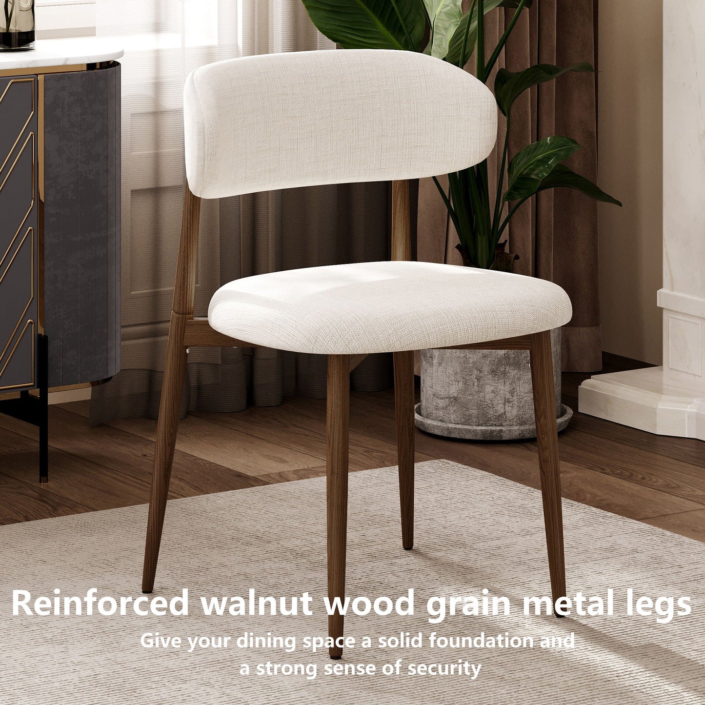 Upholstered Dining Chairs For Dining Room (Set of 2) - Beige