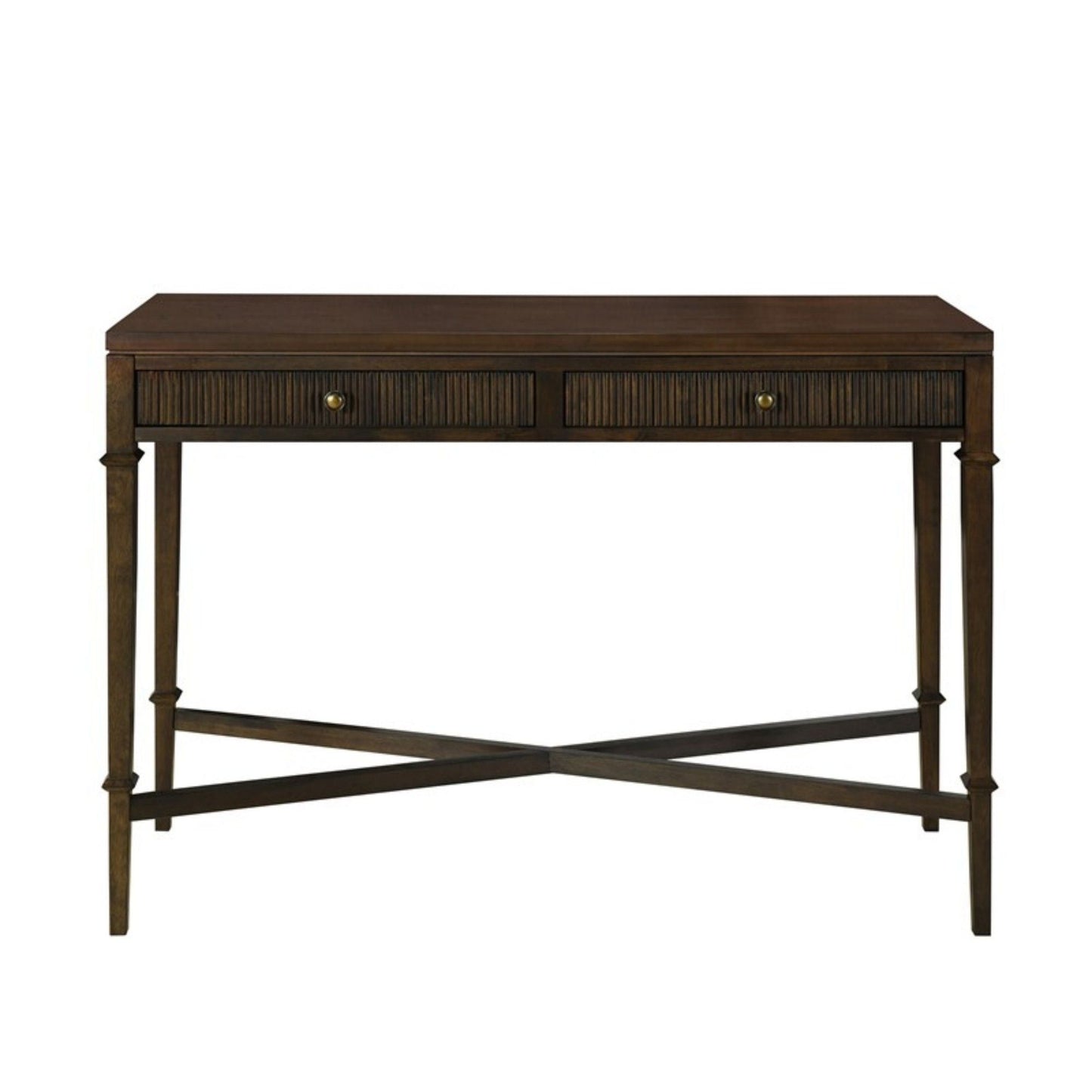 Fluted 2 Drawer Storage Console Table - Brown
