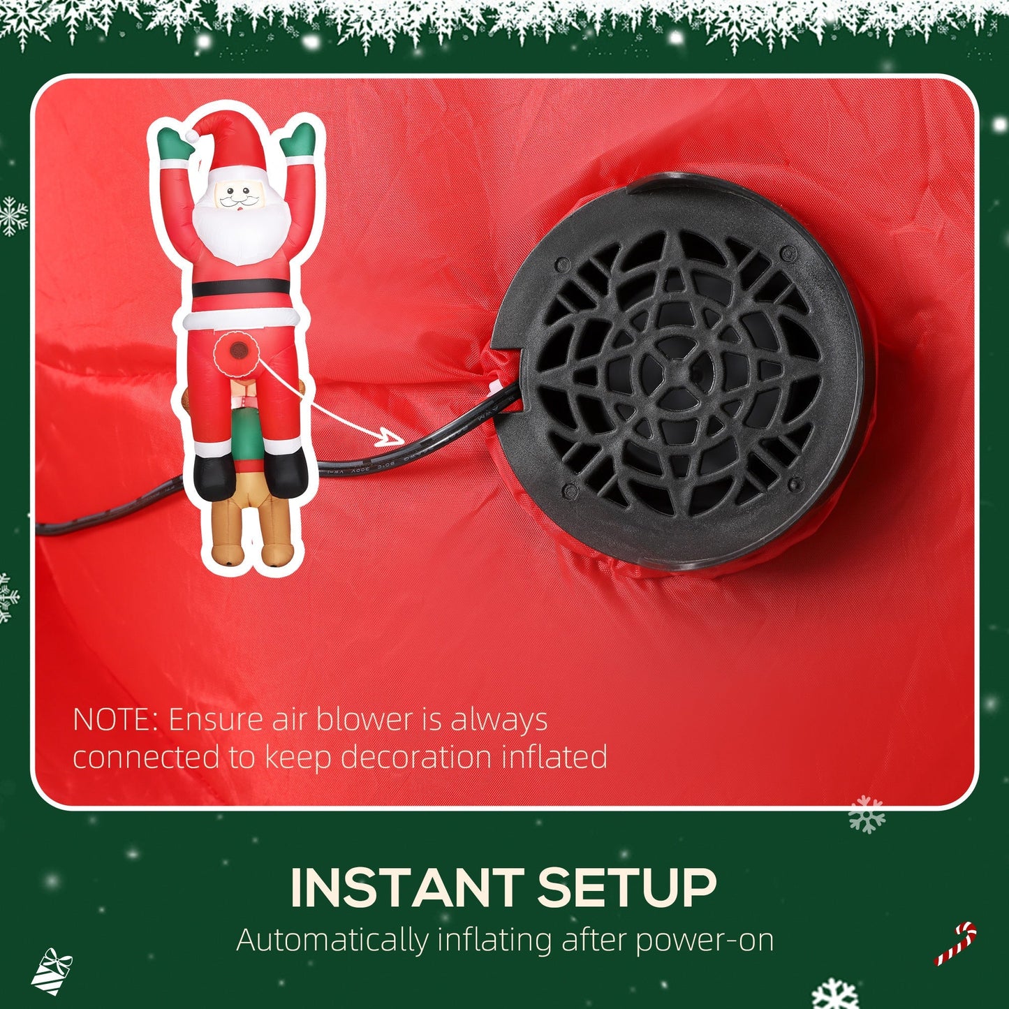 7FT Christmas Inflatable Santa in Chimney with LED Lights